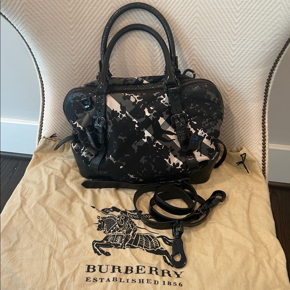 Burberry Florence Tote Crossbody Beat Check Floral Satchel Bag